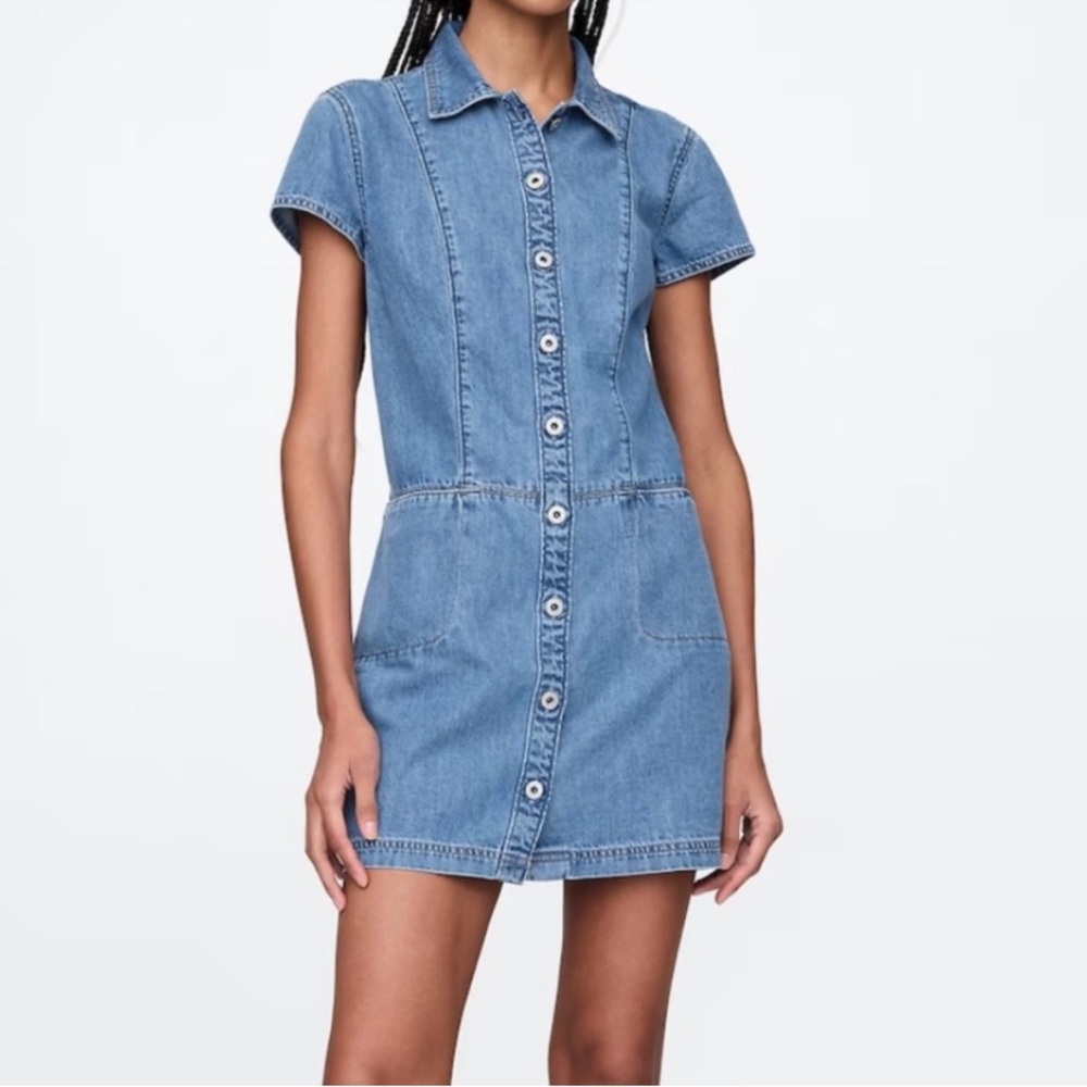 Denim Mini Dress, Size Medium